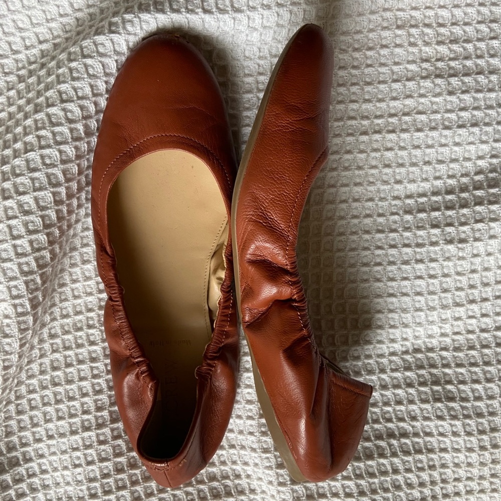 J. Crew Cece cognac leather ballet flats Sz 9